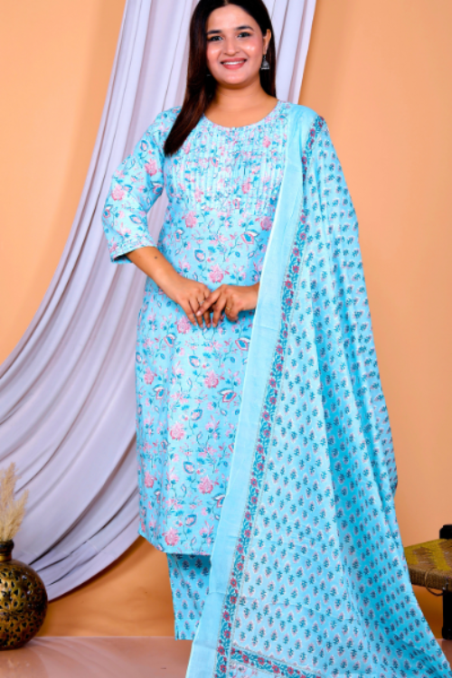 Elegant Pintex & Moti Kurti Set