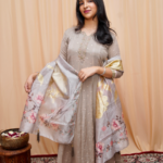 Golden Grace Chinon Anarkali Set - Image 3