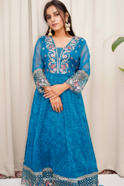 Classic Elegance Organza Anarkali Set